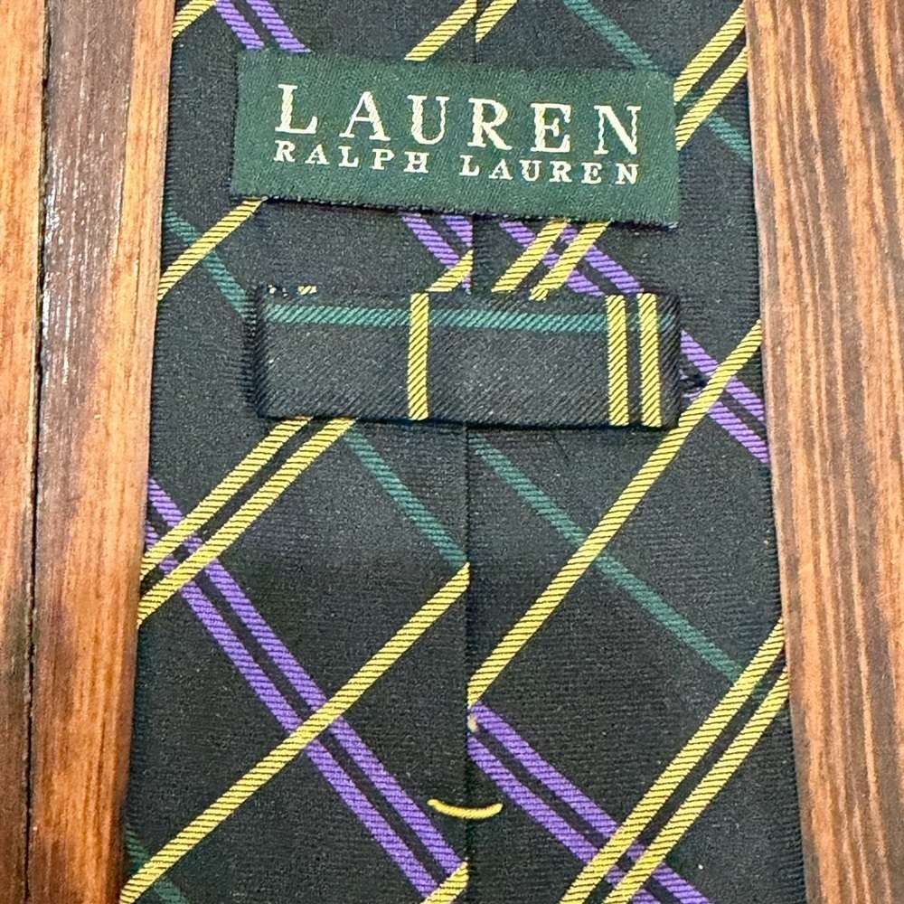 Pair Of Lauren Ralph Lauren 100% Silk Mens Designer Neck Ties Stripe Plaid - Picture 3 of 10